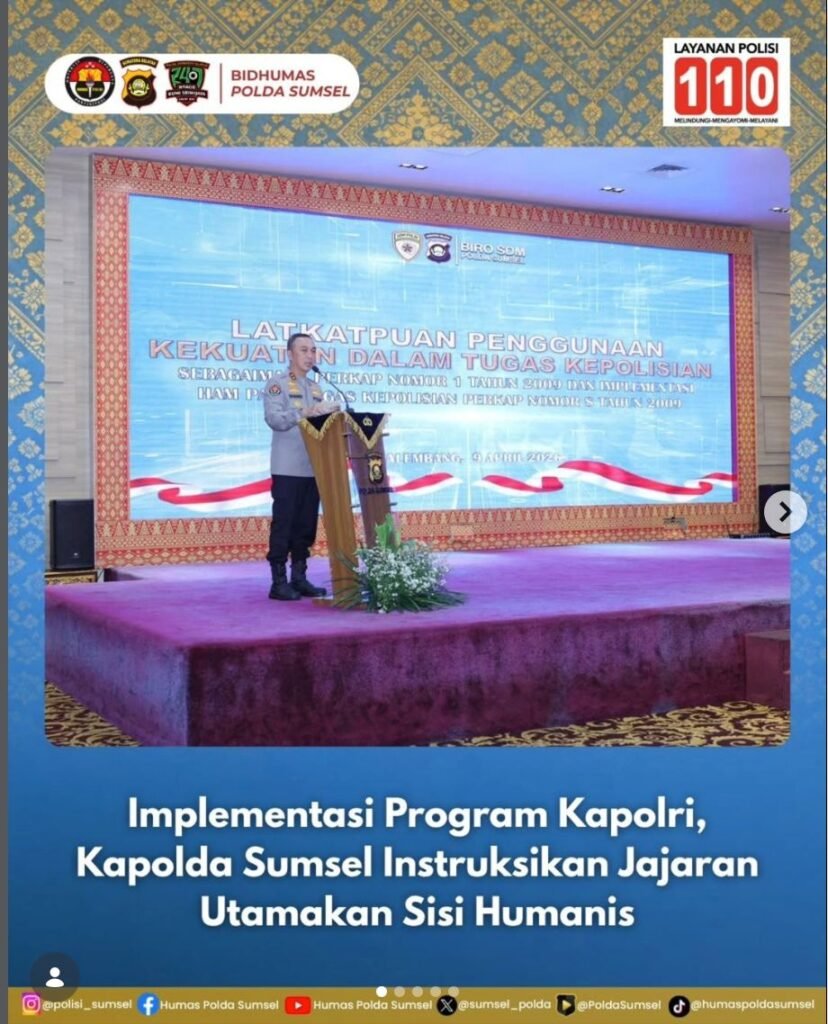 Implementasi Program Kapolri, Kapolda Sumsel Instruksikan Jajaran Utamakan Sisi Humanis
